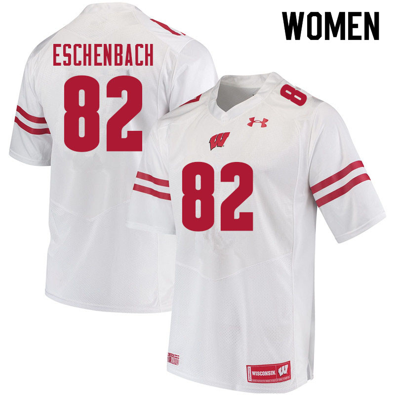 Wisconsin Badgers Women's #82 Jack Eschenbach NCAA Under Armour Authentic White College Stitched Football Jersey YM40G61OX